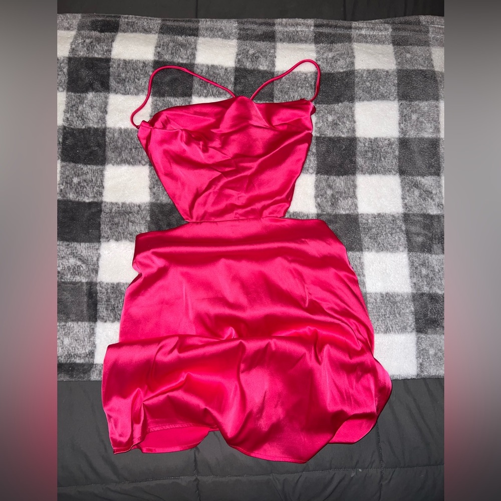 Bright pink cut out dress